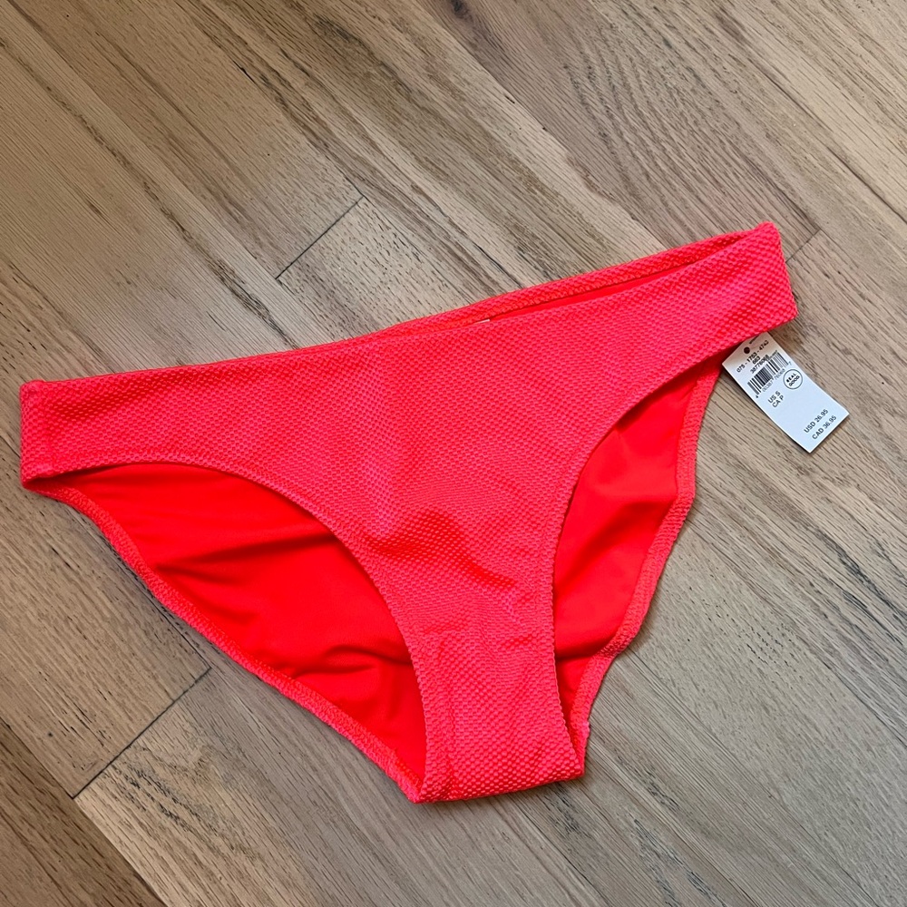 Size S Aerie Neon Coral: shine rib bikini bottoms